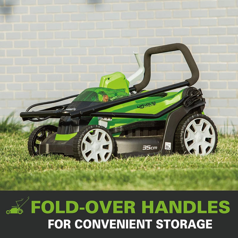 Greenworks Akku-Rasentrimmer G40LT und Akku-Rasenmäher G40LM35 (Li-Ion 40V 30cm Schnittbreite 7000U/