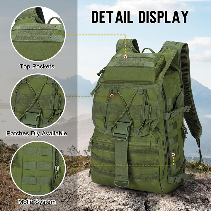 SHANNA Militärrucksack 35L/50L Armee Rucksack Molle, Hohe Kapazität Trekkingrucksack Wanderrucksäcke