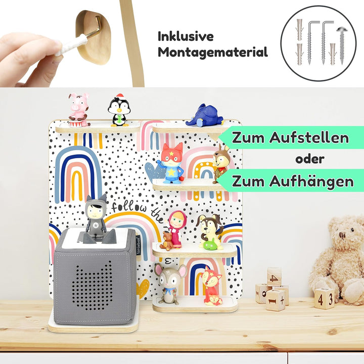 stadtecken Holzregal für Musikbox – Passend für Toniebox & ca. 30 Tonies | Perfekte Aufbewahrung für