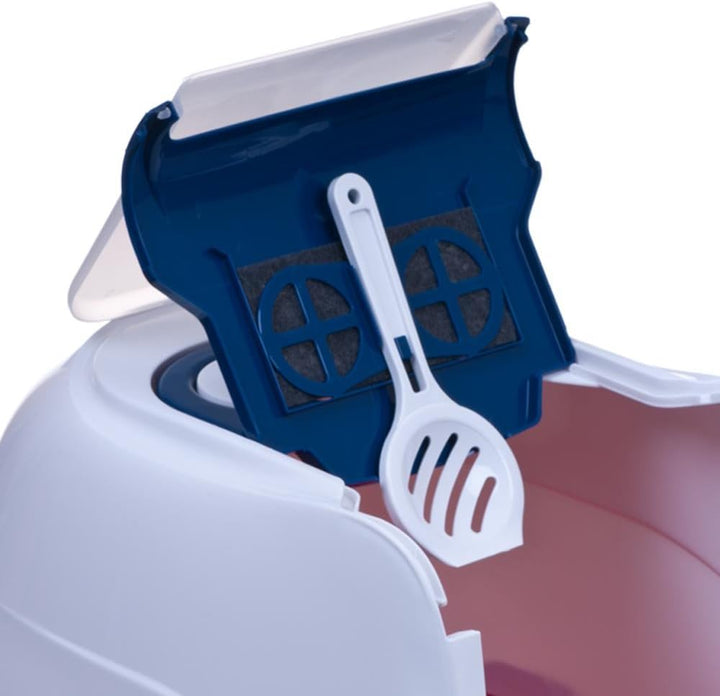 Katzentoilette Sondermodell 50 Katzenklo Schaufel Filter Haube blau und pink Unterschale pink, Unter