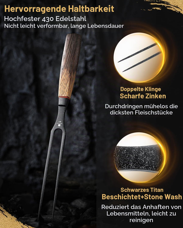 XINZUO Fleischgabel 31,5cm Tranchiergabel 430 Edelstahl -Serviergabel Steakgabel professioneller mul