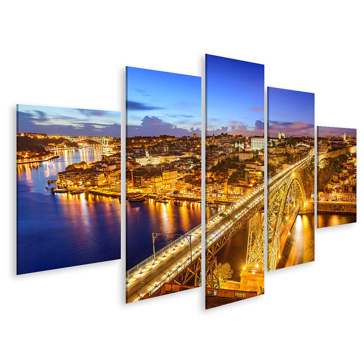 islandburner Bild auf Leinwand Porto Portugal Skyline Über Demfluss Douro Bilder Wandbilder Poster L