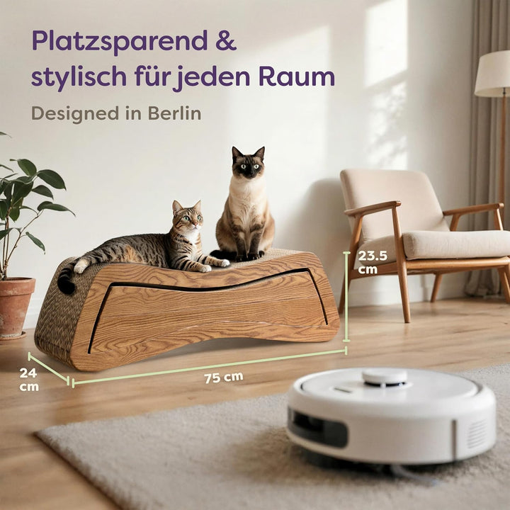 Kratzmöbel Kratzbrett Katze 3-teilig XXL 75cm – Besonders Kratzfeste Kratzpappe zur Krallenpflege –