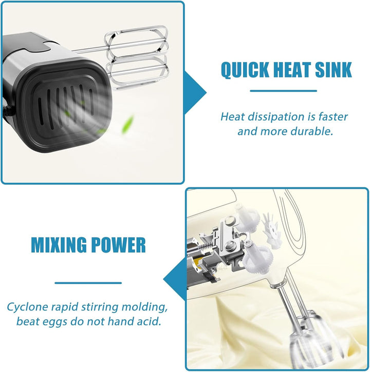 Handmixer: 800W Mixer Handrührer, 7 Geschwindigkeiten, Elektrisch Handrührgerät mit 4*Edelstahl Zube