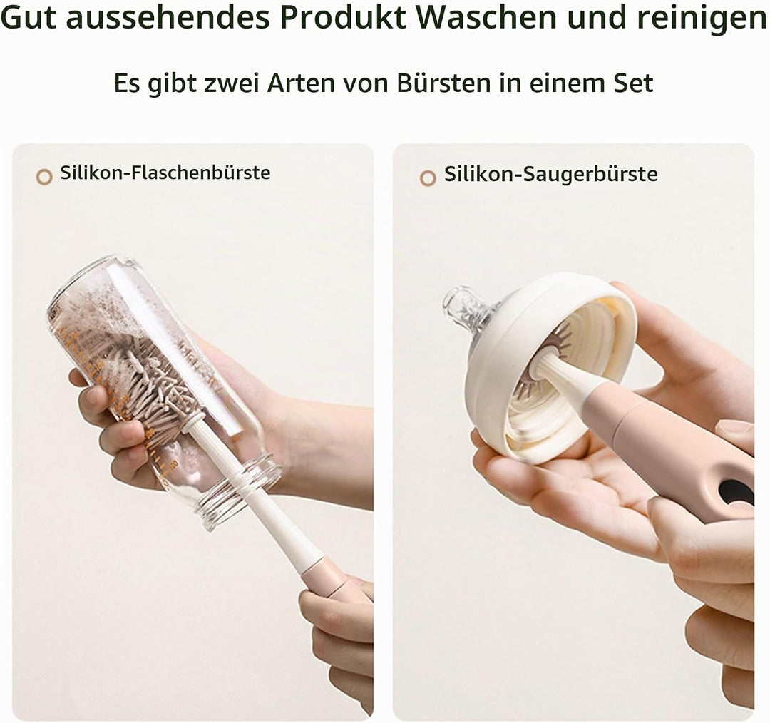 auvstar Trockenständer Babyflaschen mit Flaschenbürsten Set,Abtropfgestell Flaschen Baby,Platzsparen