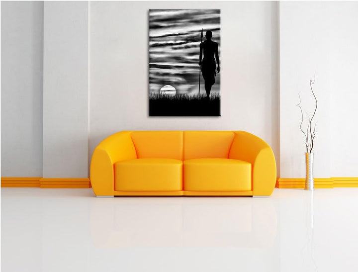 Roter Sonnenuntergang in Afrika / 100x70cm Leinwandbild bespannt auf Holzrahmen/Wandbild Kunstdruck
