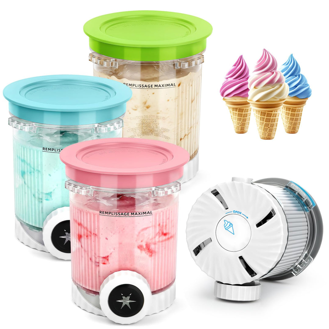 4 Stück Creami Behälter für Ninja Swirl NC700 NC701, Ersatzbecher mit farbigen Deckeln, BPA-frei, Le