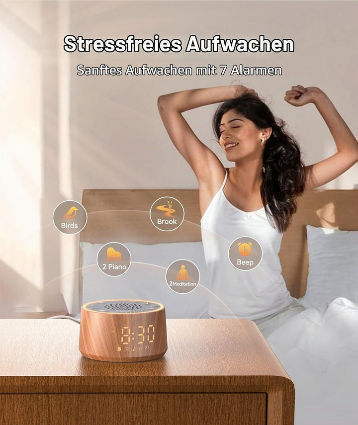 Dreamegg White Noise Machine Baby mit Wecker - Weisses Rauschen Baby mit 25 Beruhigende Klänge, 10 L
