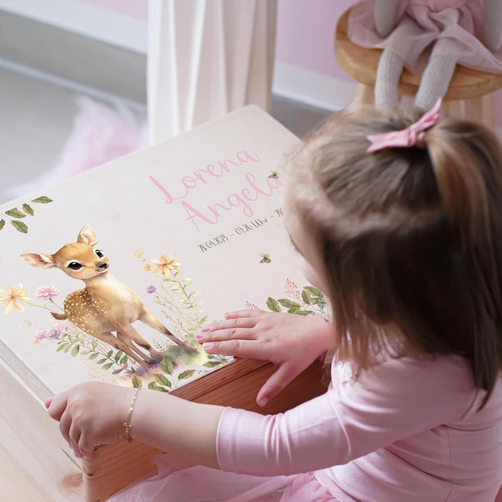 KIDSMOOD - Erinnerungsbox Baby, personalisierte Holzkiste mit Deckel, Ideal zur Aufbewahrung von Eri