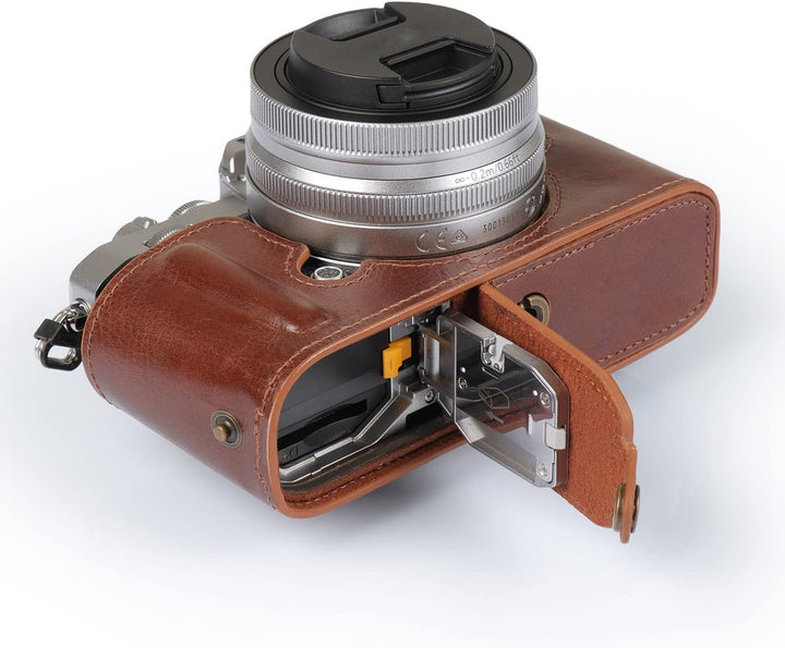 MegaGear MG2016 Ever Ready Genuine Leather Camera Half Case Compatible with Nikon Z fc (Braun), Brau