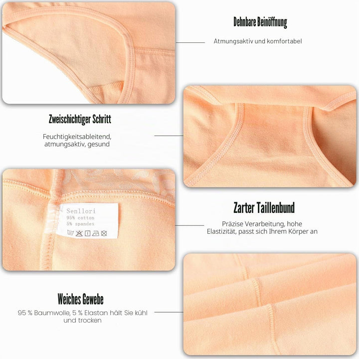 Senllori Damen Unterwäsche, hohe Taille, Baumwolle, Bauchkontrolle, weiche volle Abdeckung Multipack