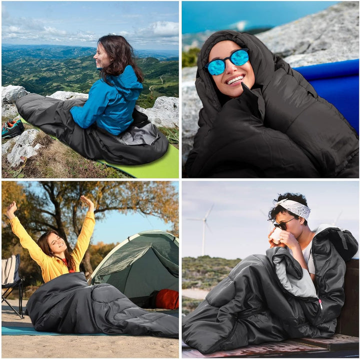 Schlafsack Outdoor für Camping 3 Jahreszeiten Erwachsene Schlafsack, 2 in 1 Funktion Deckenschlafsäc