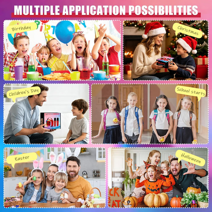 Karaoke Maschine Kinder Mit 2 Mikrofonen, Tragbarer WiederaufladbarBluetooth, Bunte LED Lichter, AUX