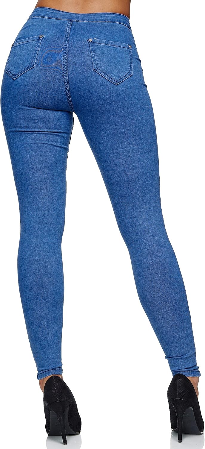 Damen Slim Fit Hose Highwaist Jeans Chunkyrayan, Hellblau Chicago