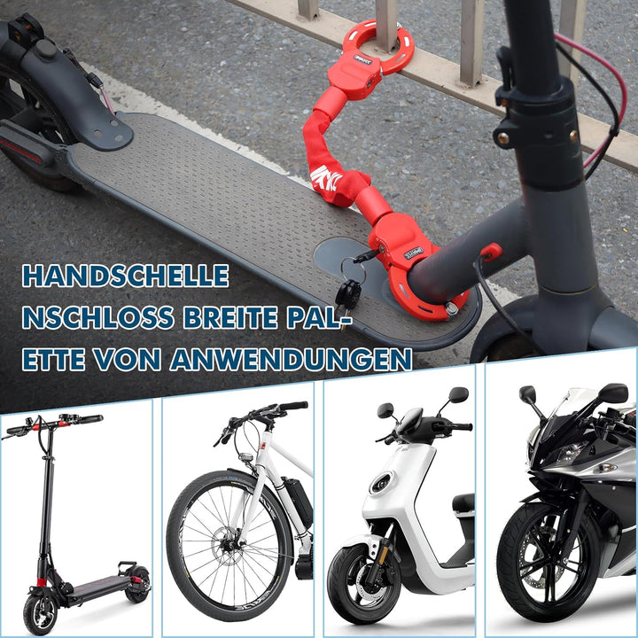 IMAYCC Neue E Scooter Schloss, Handschellenschloss mit Schlüssel, Schloss für E Scooter mit Gummi-Lo
