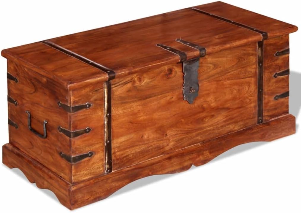 vidaXL Massivholz Aufbewahrungstruhe Holztruhe Couchtisch Beistelltisch Vintage Braun 1, Braun 1