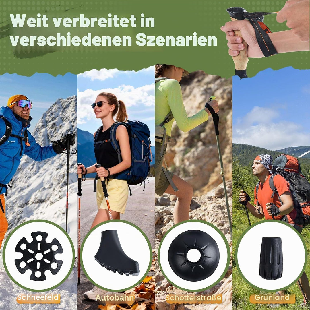 Wanderstöcke Faltbar Aluminium 2Pack Trekkingstöcke Nordic Walking Stöcke Damen Herren 110-130cm Lei