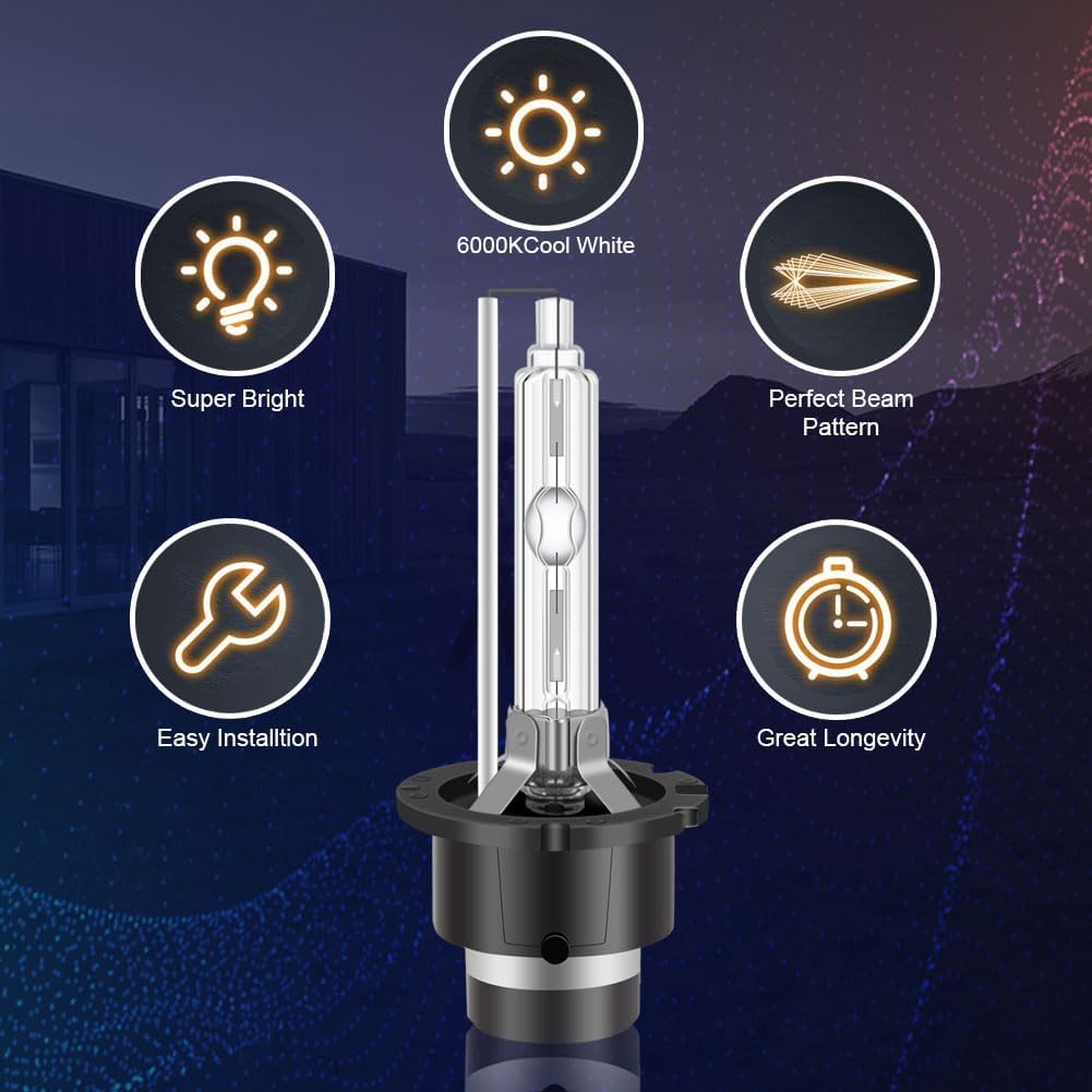Erato D2S Xenon Brenner HID Scheinwerferbirnen, 6000K 35W Diamond Weisslicht Birnen Entladungslampe