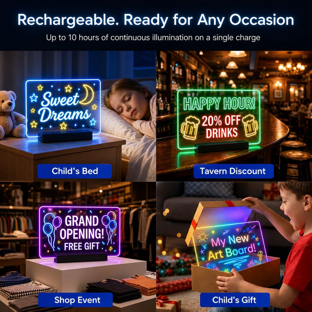 LED Zeichenbrett, Wiederaufladbare LED Notiztafel mit Farben, Led Maltafel Kinder mit 12 Farben Stif
