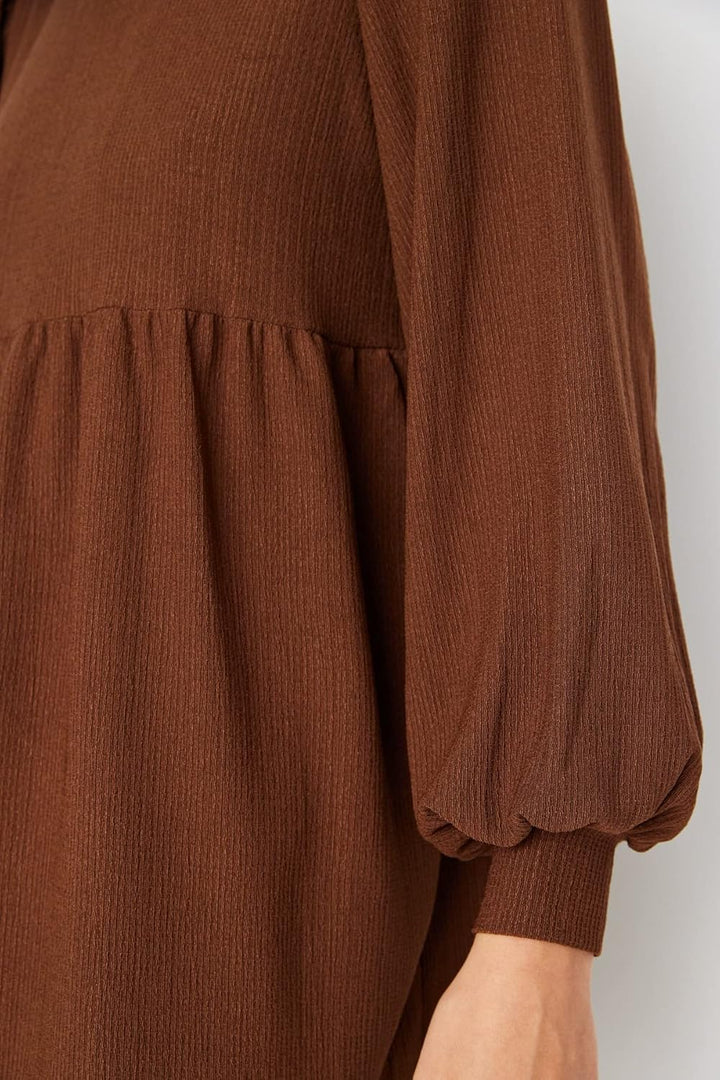 TRENDYOL Damen Mini Shift Relaxed Dress Kleid XL Braun, XL Braun