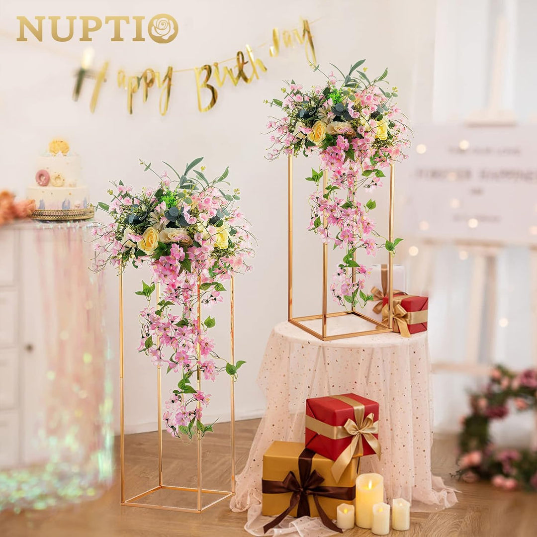 Nuptio 10 Stück Goldvasen für Hochzeit Herzstück Tische, Metall Blumenboden Vase Säule Blumenständer