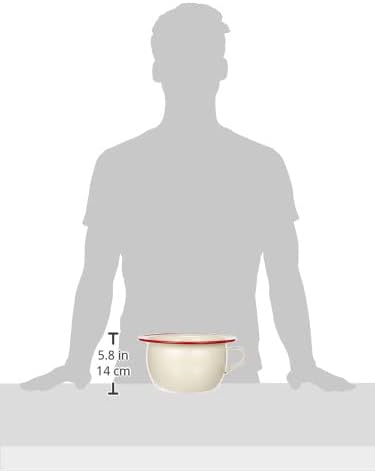IBILI Chamber Pot 3,5 l of Enamelled Steel in White/red, 24 x 24 x 5 cm