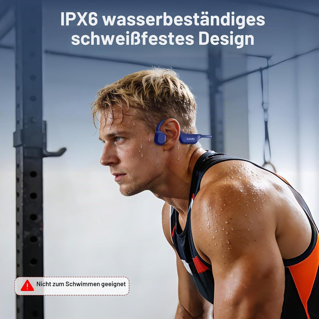 Knochenschall Kopfhörer Bluetooth 6.0, offene Bluetooth-Funkkopfhörer für Sport, wasserdichte, leich