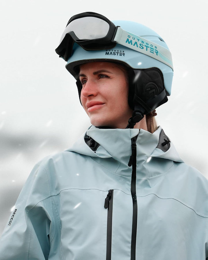 OutdoorMaster Skihelm-Set, Snowboard-Helm mit Brille für Erwachsene - 12 Belüftungsöffnungen - Skihe