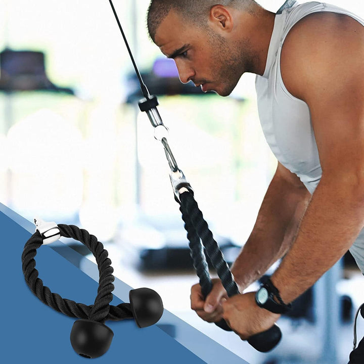 Wakects Trizeps Trainingsgerät, Trizepseil Pull Down Widerstandsseil, Fitness Tricepseil, Schwarz, 7