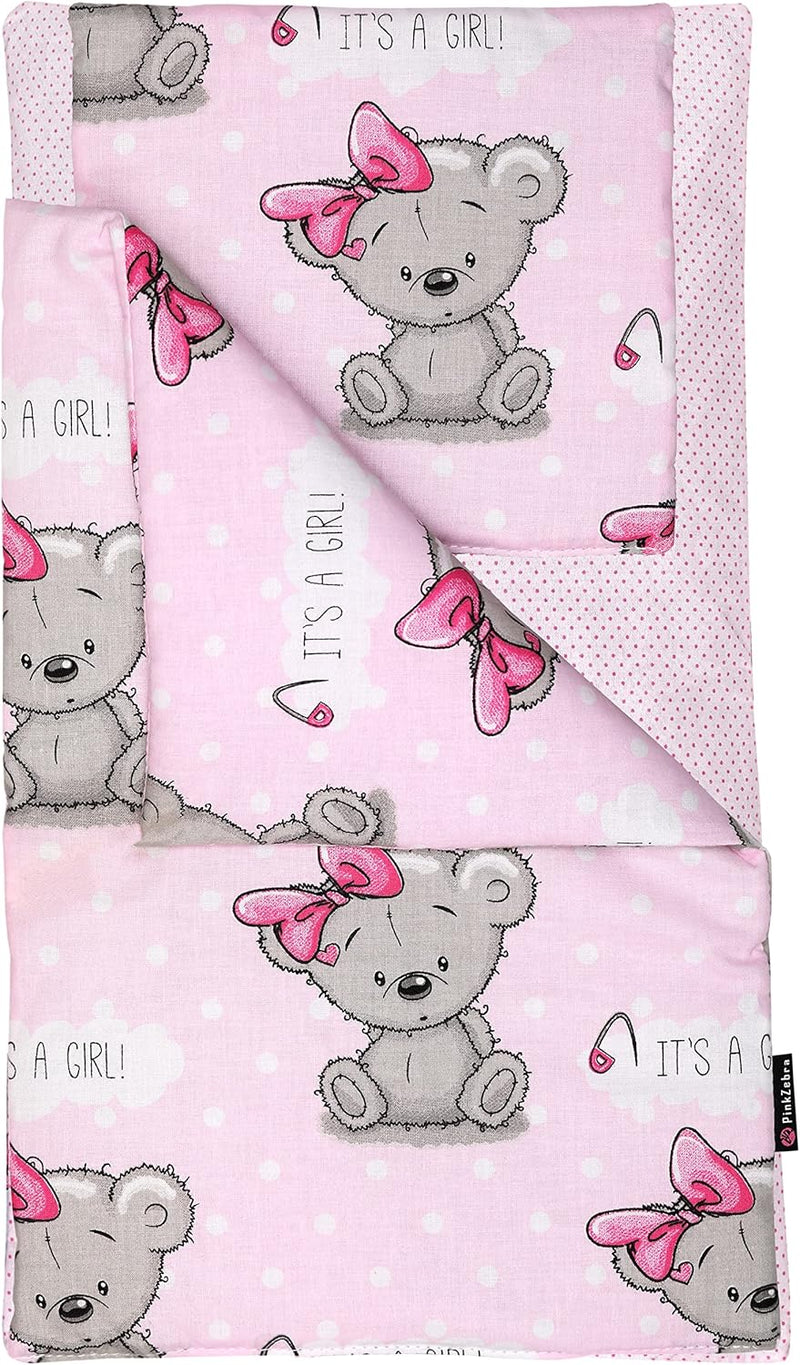 PinkZebra 3er Set Puppenbettwäsche für Puppenbett, Puppenbettzeug 3-teilig, Decke + Kissen + Matratz