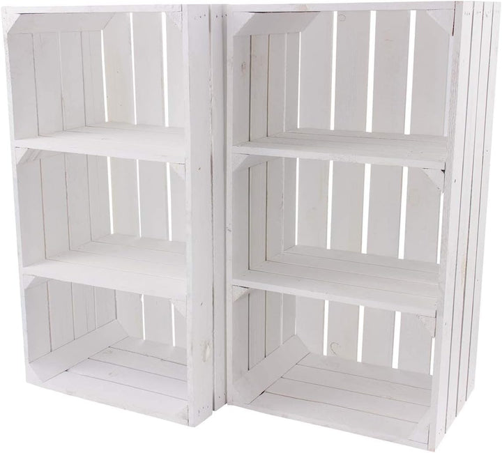 Moooble Weisse Regalkiste mit 2 Mittelbrettern 68cm x 40cm x 31cm Apfelkiste Obstkiste Weinkiste Hol
