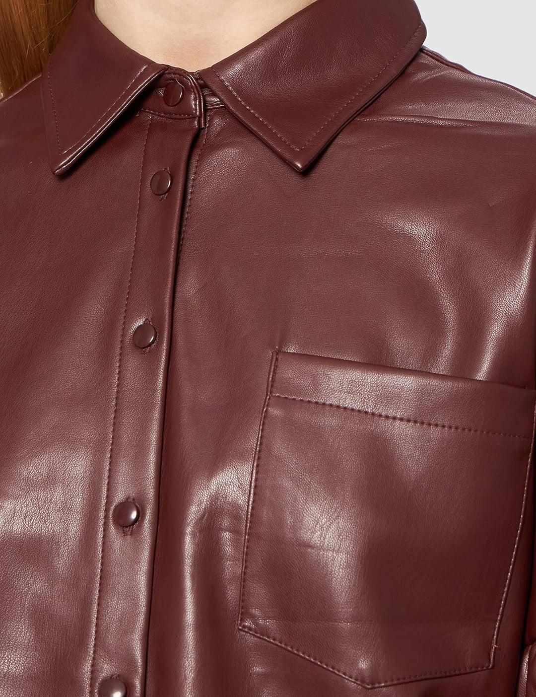 NA-KD Damen-Pu-Shirt mit übergrossen Puffärmeln, rot, 34