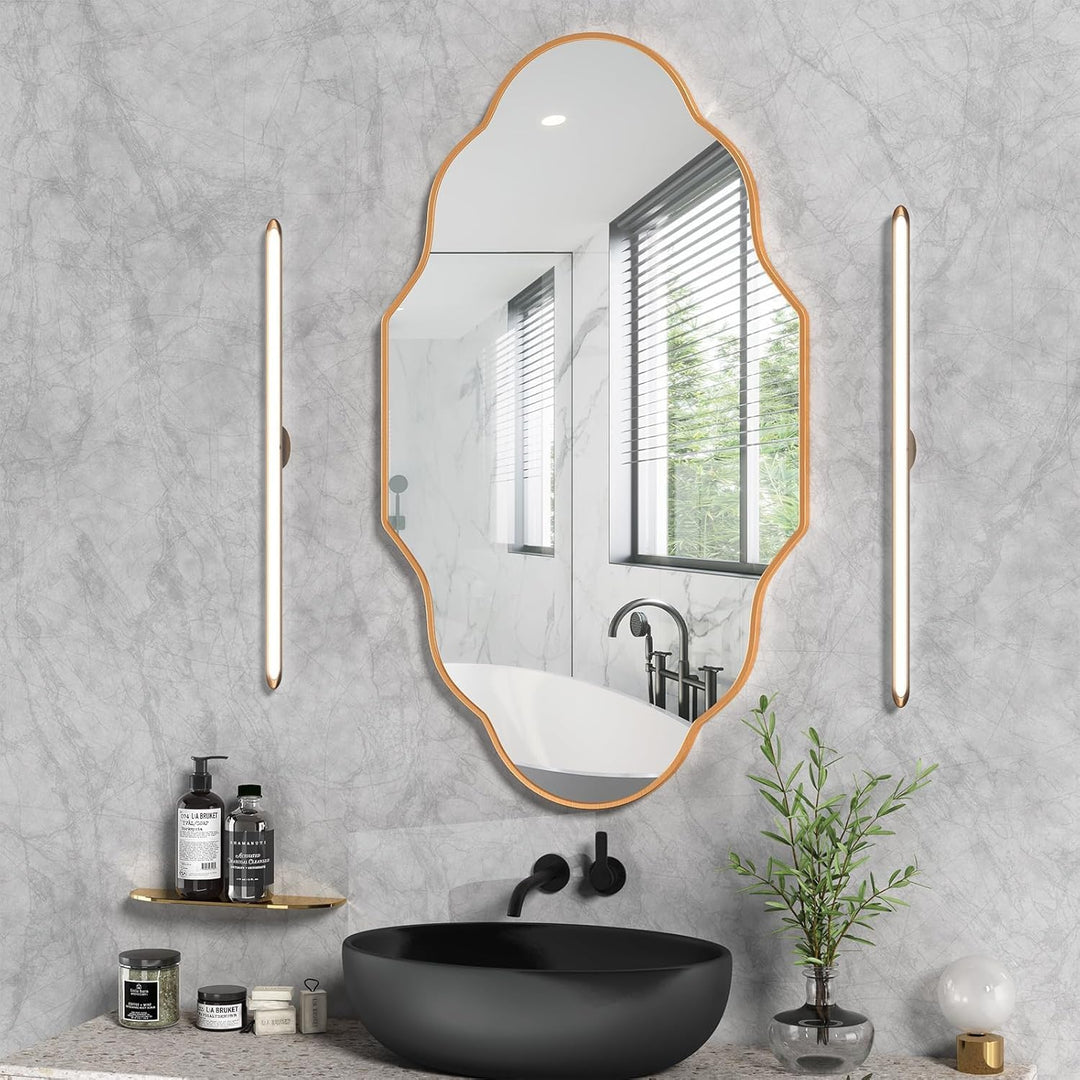 Clevich Spiegel Asymmetrisch 66x116cm Rahmen Alu, HD Glas Wandspiegel, Moderner Dekor-Spiegel, Schla
