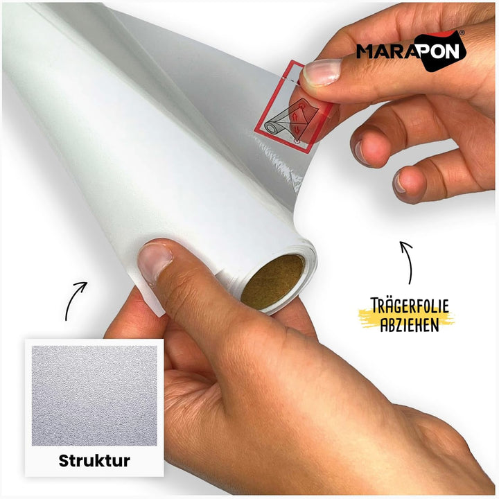 MARAPON Fensterfolie Blickdicht in Matt 0,60x20 m Set inkl. Rakel Cutter 10 Klingen Statisch haftend