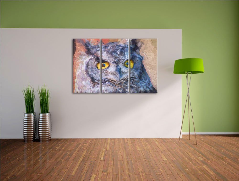hübsche Waldohreule NewArt 3-Teiler Leinwandbild 120x80 Bild auf Leinwand, XXL riesige Bilder fertig