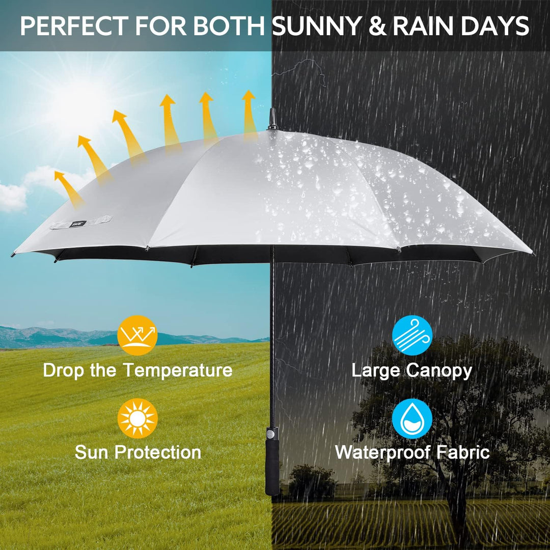 G4Free 54/62 Zoll Golfschirm Regenschirme Silberbeschichtet Sonnenschutz Grosse Winddicht Wasserdich
