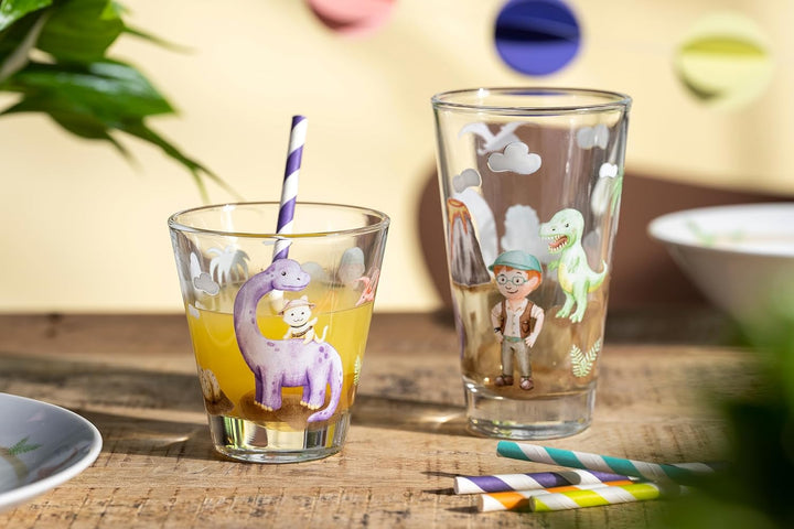 LEONARDO Bambini Avventura Trinkbecher-Set 6-teilig - Kindergläser mit Motiv aus hochwertigem Glas -