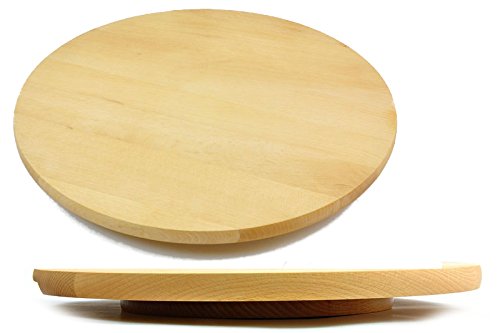 Lazy Susan runder, drehbarer Präsentierteller aus Holz zum Servieren von Kuchen und Pizza, 50 cm Dur