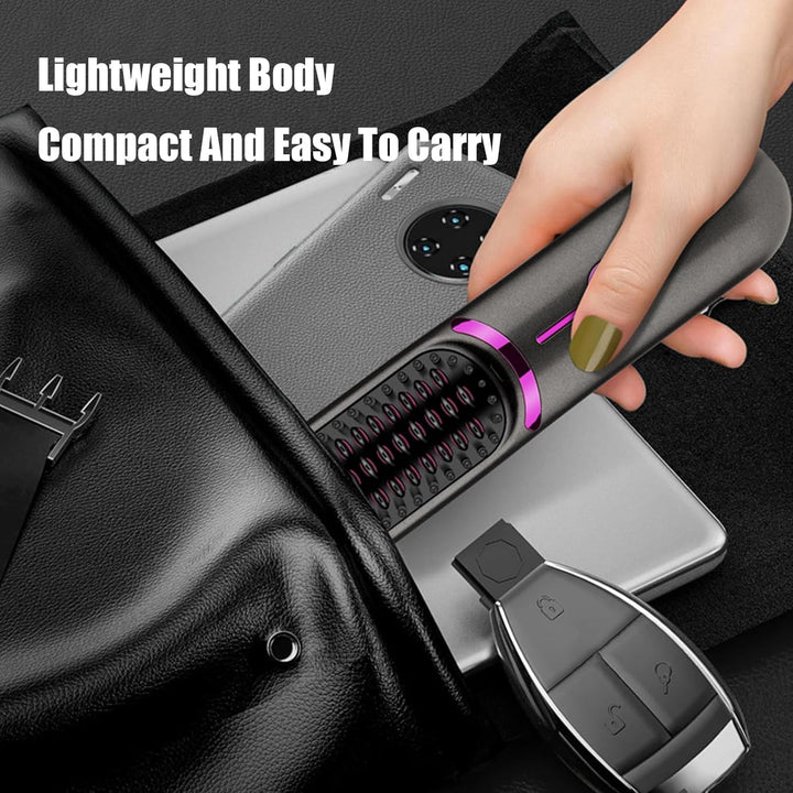 Glätteisenbürste, Kabelglätter für Damen und Herren, wiederaufladbar über USB, 5400 mAh, Ionen-Techn