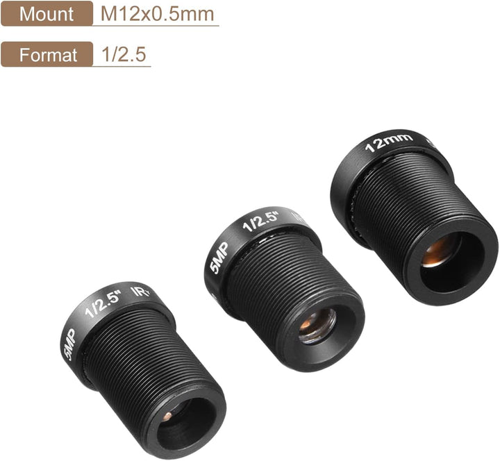 QUARKZMAN 3 Packung CCTV Objektiv 6mm/8mm/12mm 5MP F2.0 FPV Weitwinkel für CCD Camera