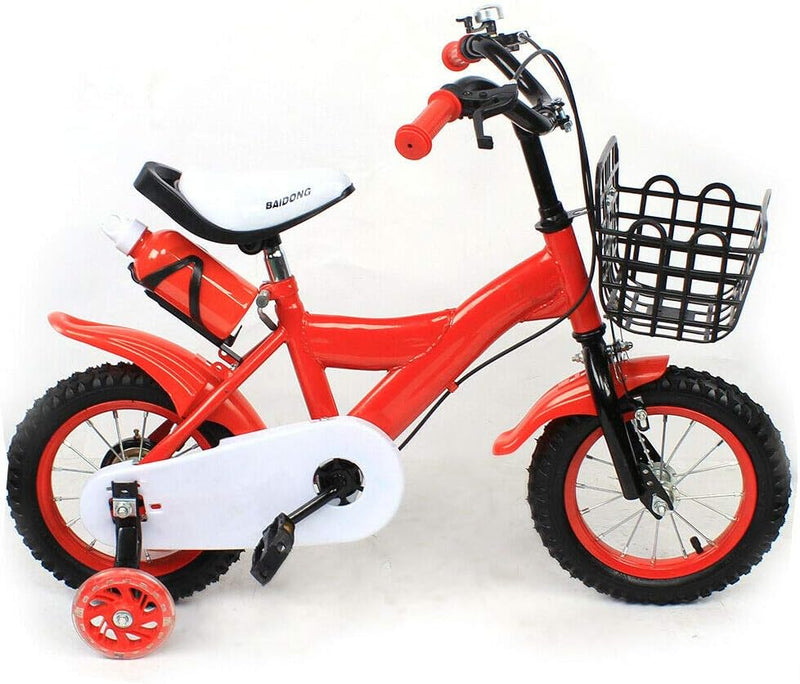 Lightakai Kinderfahrrad 12 Zoll, Fahrrad Kinderrad - Doppelbremsmodus - Kettenschutz - Stützräder -