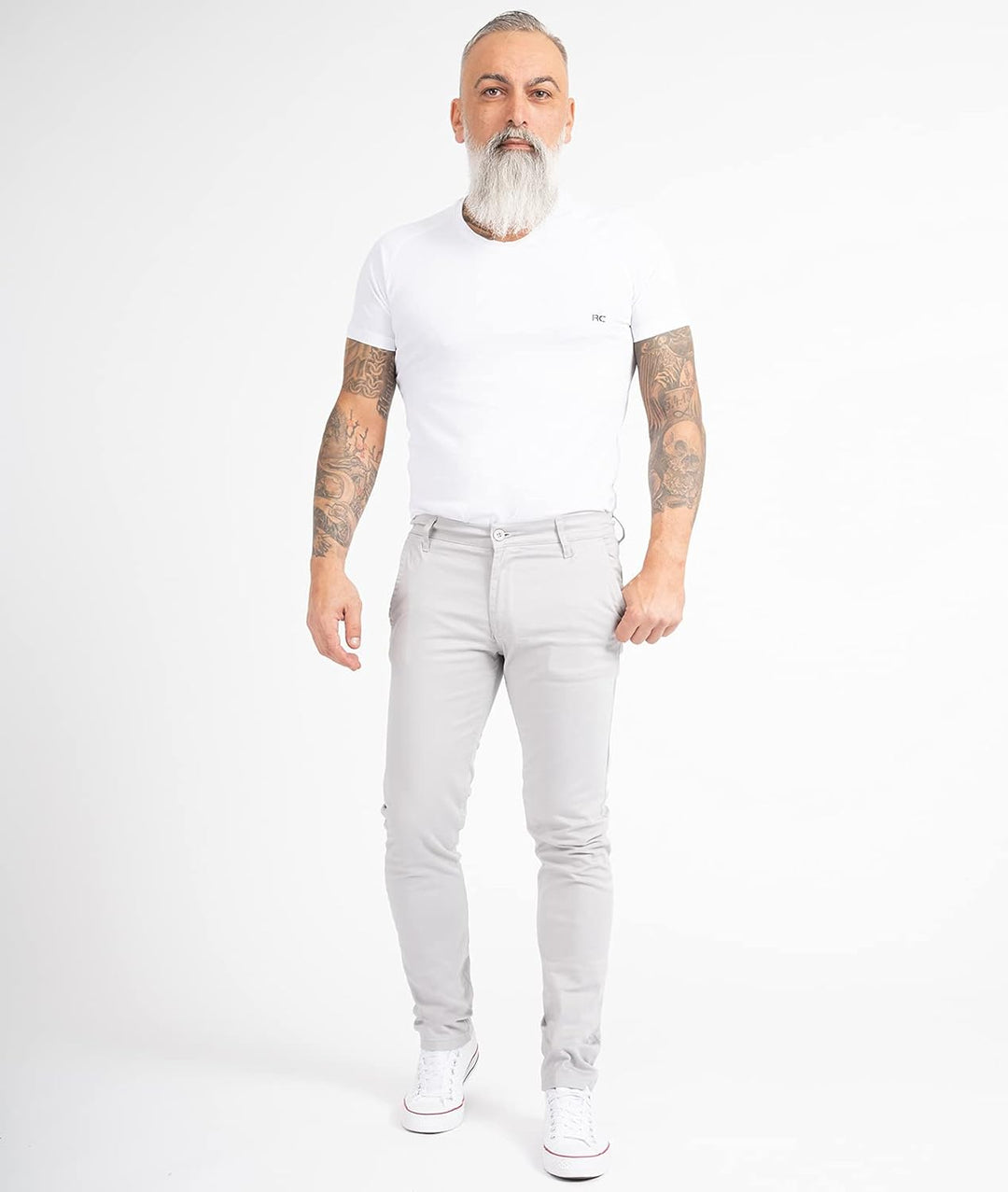 Indumentum Chino Hose Basic Slim Fit IS-305 31W / 30L Hellgrau, 31W / 30L Hellgrau