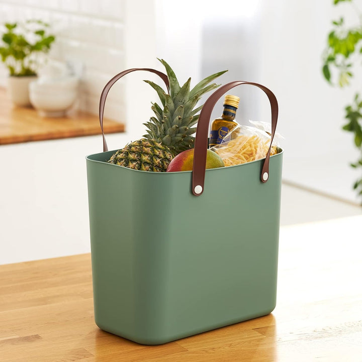 Rotho Albula 2er-Set Einkaufskorb, Kunststoff (PP recycelt), grün, 2 x 25l, (40 x 23,5 x 34 cm), 2