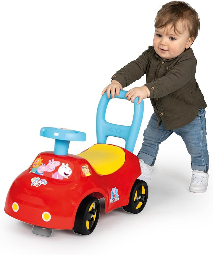Smoby Peppa Pig Rutscher – wendiges Kinderfahrzeug mit Hupenlenkrad – Rückenstütze, Staufach, Kippsc
