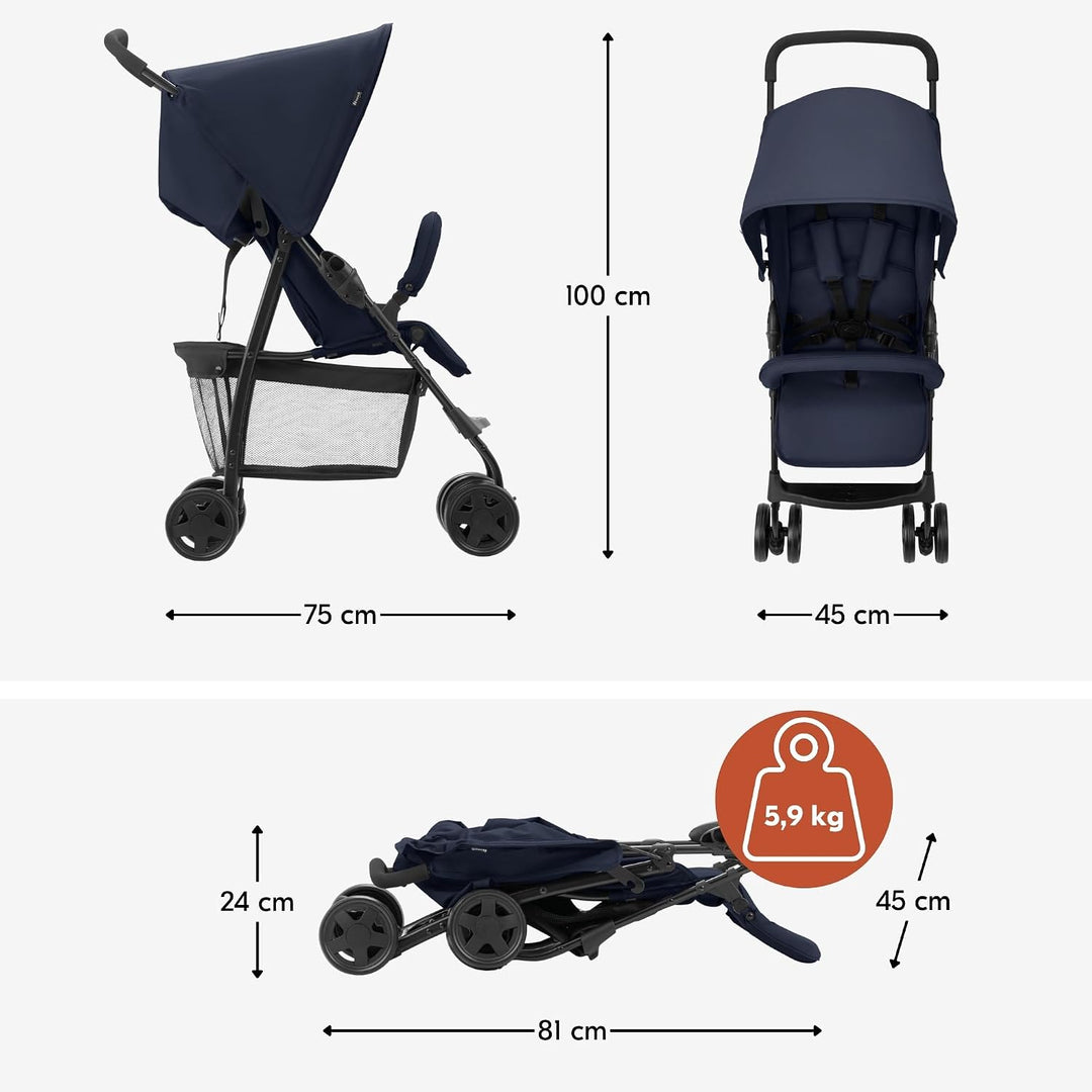 hauck Buggy Sport, Ultra Leicht - nur 5,9 kg, für Kinder bis 15 kg, Klein Zusammenklappbar, Reisebug