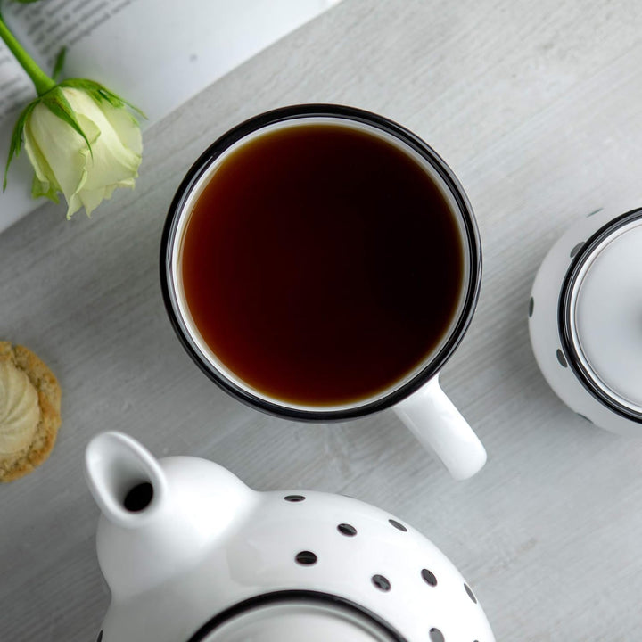 City to Cottage® - Keramik XXL Tasse 500 ml | Kaffeebecher | Weiss und Schwarz | Polka Dots | Handge