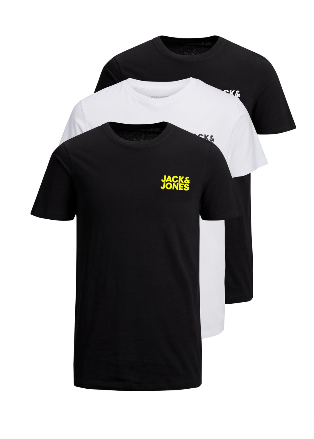 JACK & JONES Herren T-Shirt 3er Pack – Baumwolle, Rundhals, Kurzarm, mit Print – Bequeme Freizeitshi