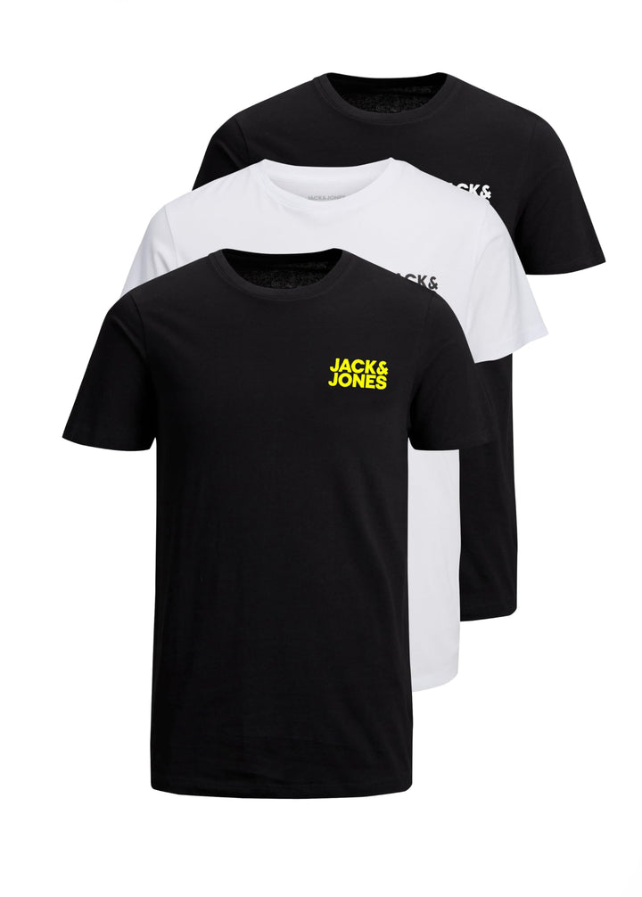 JACK & JONES Herren T-Shirt 3er Pack – Baumwolle, Rundhals, Kurzarm, mit Print – Bequeme Freizeitshi