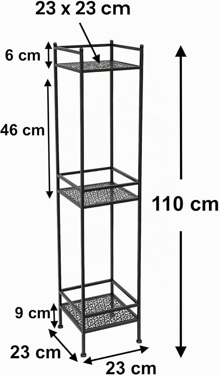 DanDiBo Standregal Schwarz Metall Schmal Stehend 3 Ebenen 110 cm Regal Küche Küchenregal 96485 Metal