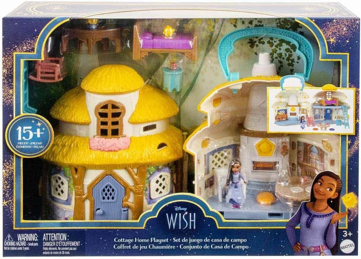 Mattel Disneys Wish Cottage Spielset mit Asha von Rosas Minipuppe, Sternenfigur und über 15 Zubehört